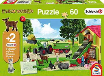 SCHMIDT 60 el. Schleich Zbiór siana + 2 figurki [PUZZLE]