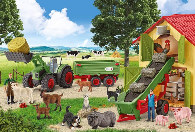 SCHMIDT 60 el. Schleich Zbiór siana + 2 figurki [PUZZLE]