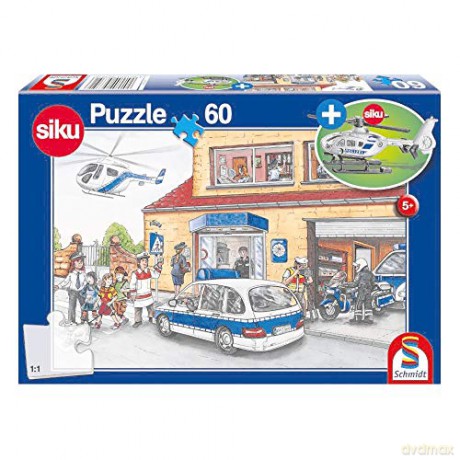 SCHMIDT 60 el. Siku Helikopter (policja) + zabawka [PUZZLE]