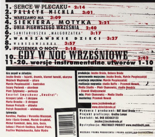 Joszko Broda, Dzieci z Brodą, Wojciech Waglewski, Marcin Pospieszalski, Cezary Paciorek, Piotr Żyżelewicz, Kwartet Smyczkowy "Kwadrat": Czuwaj wiaro. Piosenki z Powstania Warszawskiego 1944 (digipack) [CD]