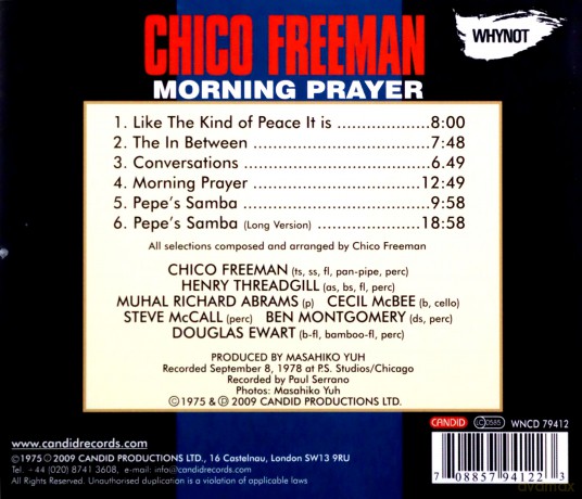 Chico Freeman, Henry Threadgill, Muhal Richard Abrams, Cecil McBee, Steve McCall, Ben Montgomery, Douglas Ewart: Morning Prayer (Why Not reissue) [CD]