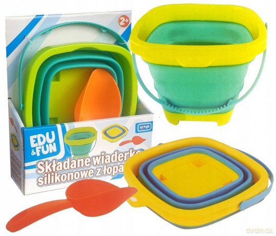 Składane wiaderko silikonowe z łopatką mix Edu&Fun