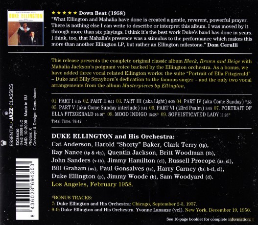 Duke Ellington with Mahalia Jackson: Black, Brown And Beige [CD]