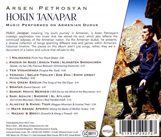 Arsen Petrosyan: Hokin Janapar - Music Performed On Armenian Duduk [CD]