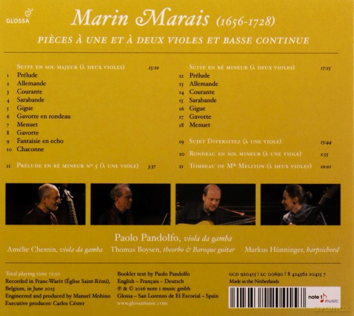Marin Marais: Marais 1689: Pieces A Une Et A Deux Violes Et Basse Continue [CD]