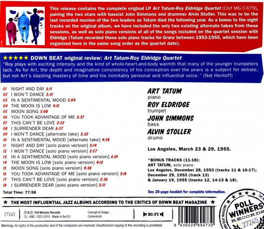 Art Tatum, Roy Eldridge: Art Tatum-Roy Eldridge Quartet (Bonus Tracks) [CD]