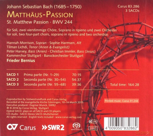 J.S Bach: St. Matthew Passion - Frieder Bernius Deluxe [3CD]