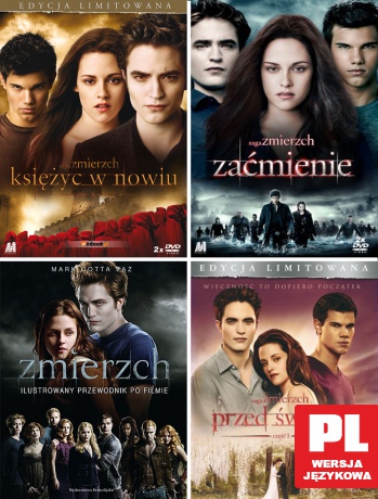 Saga Zmierzch Kolekcja edycja limitowana: Zmierzch + Zmierzch 2: Księżyc w nowiu + Zmierzch 3: Zaćmienie  + Zmierzch 4: Przed Świtem Pakiet [8DVD]