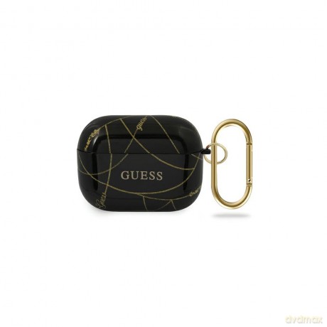 Guess Airpods Pro etui GUACAPTPUCHBK czarne Gold Chain Collection
