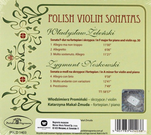 Polish Violin Sonatas - Play Włodzimierz Promiński, Katarzyna Makal - Żmuda /Żeleński, Noskowski/ [CD]