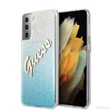 Guess Samsung S21 Plus GUHCS21MPCUGLSBL niebieskie hard case Glitter Vintage Logo