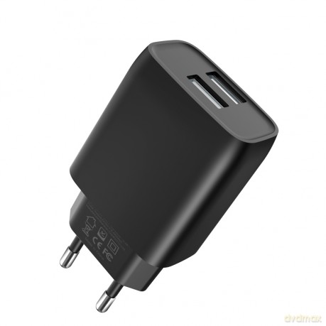 XO Ładowarka sieciowa L57 czarna 2USB 2,4A