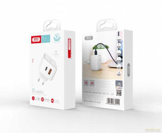 XO Ładowarka sieciowa L60 biała 2USB QC3.0/ PD USB-C