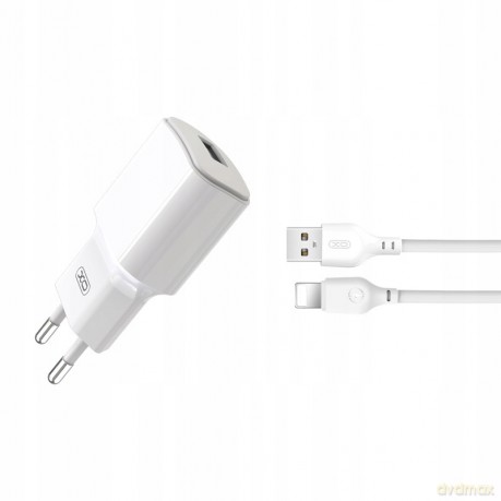 XO Ładowarka sieciowa L73 plus kabel 8-pin biała 1USB 2,4A