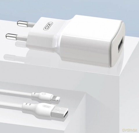 XO Ładowarka sieciowa L73 plus kabel 8-pin biała 1USB 2,4A
