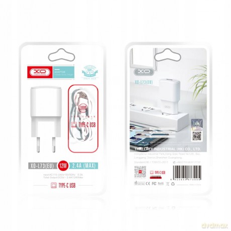 XO Ładowarka sieciowa L73 plus kabel typ-C biała 1USB 2,4A
