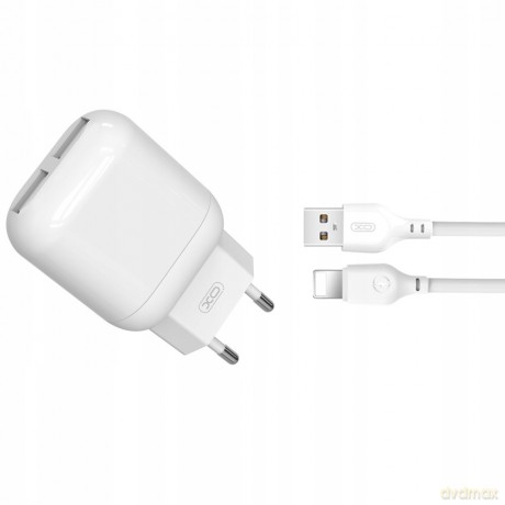 XO Ładowarka sieciowa L78 plus kabel 8-pin biała 2USB 2,4A