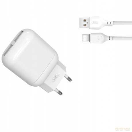 XO Ładowarka sieciowa L78 plus kabel typ-C biała 2USB 2,4A