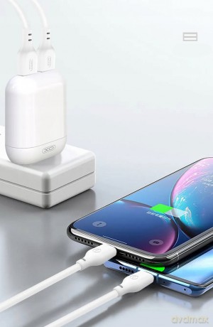 XO Ładowarka sieciowa L78 plus kabel typ-C biała 2USB 2,4A