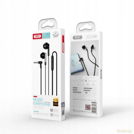 XO Słuchawki przewodowe EP30 jack 3,5mm czarne