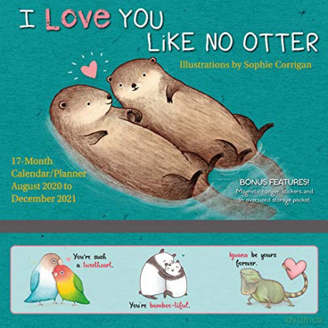 I Love You Like No Otter August 2020 to December 2021 17-Month Calendar: Includes Magnetic Hanger, Stickers, and Oversized Storage Pocket [KSIĄŻKA]