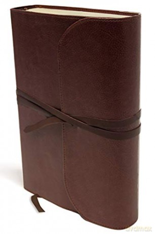 NKJV, Journal the Word Bible, Large Print, Premium Leather, Brown, Red Letter Edition: Reflect on Your Favorite Verses [KSIĄŻKA]