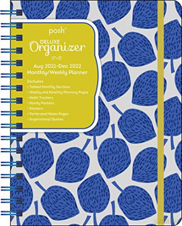Posh: Deluxe Organizer 17-Month 2021-2022 Monthly/Weekly Planner Calendar: Blue Leaves [KSIĄŻKA]