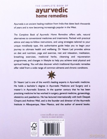 The Complete Book Of Ayurvedic Home Remedies: A comprehensive guide to the ancient healing of India - Vasant Lad [KSIĄŻKA]