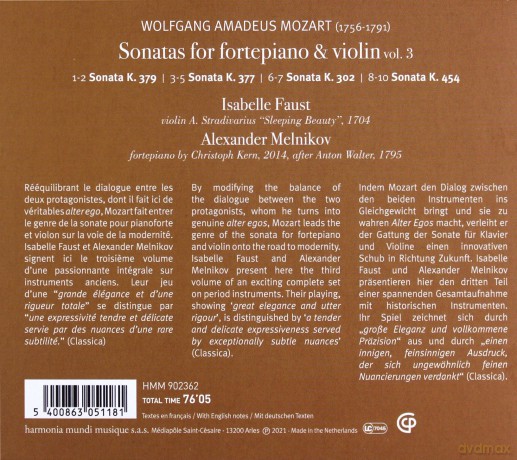 Mozart: Sonatas For Pianoforte & Violin Faust Melnikov  [CD]
