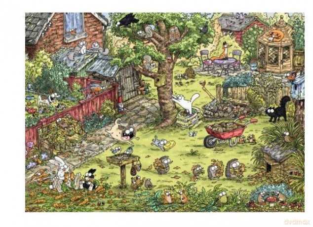 HEYE 1000 el. Koty Simona, Zabawy w ogrodzie [PUZZLE]