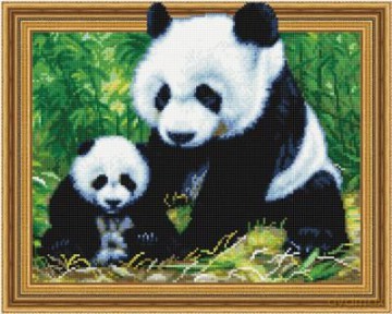 Diamentowa Mozaika 5D Panda z młodym 40x50 cm