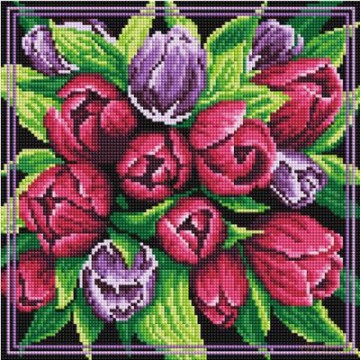Diamentowa Mozaika Bukiet tulipanów 30x30 cm