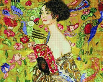 Diamentowa Mozaika Gustav Klimt. Dama z Wachlarzem 40x50 cm