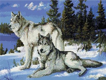 Diamentowa Mozaika Wilki 40x50 cm
