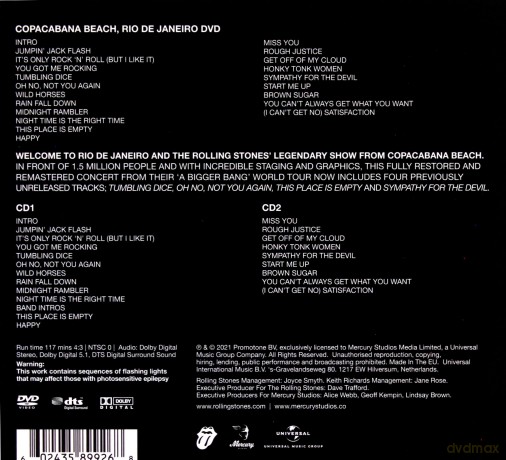 The Rolling Stones: 'A Bigger Bang' Live On Copacabana Beach [DVD]+[2CD]