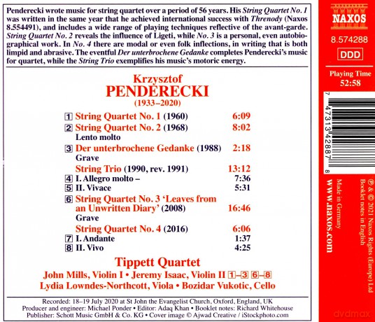 Tippett Quartet: Krysztof Penderecki:Complete Music For String Quartet And String Trio [CD]