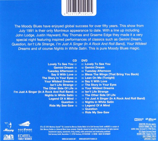 The Moody Blues: Live At Montreux 1991 [CD]+[DVD]