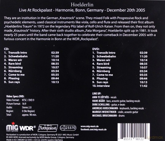 Hoelderlin: Live At Rockpalast 2005 [CD]+[DVD]