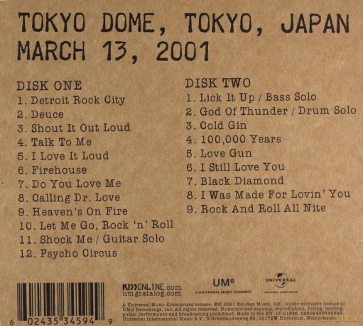Kiss: Off The Soundboard: Tokyo Dome - Tokyo. Japan 3/13/2001 [2CD]