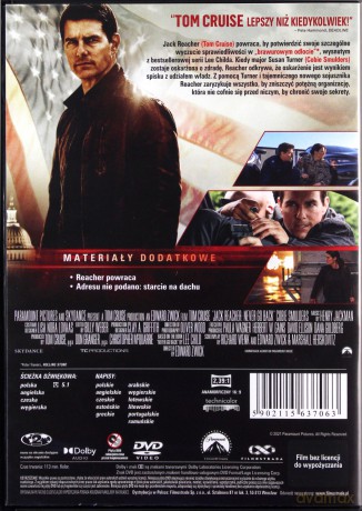 Jack Reacher: Nigdy nie wracaj [DVD]