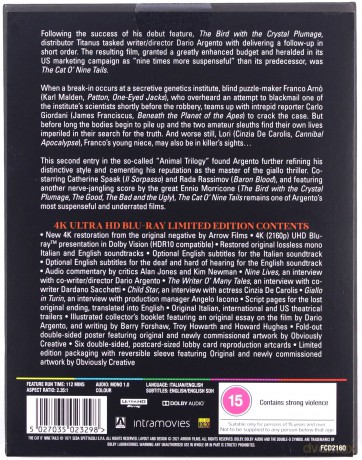 The Cat o' Nine Tails (Kot o dziewięciu ogonach) [Blu-Ray 4K]+[Blu-Ray]
