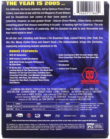 The Transformers: The Movie (steelbook) [Blu-Ray 4K]+[Blu-Ray]