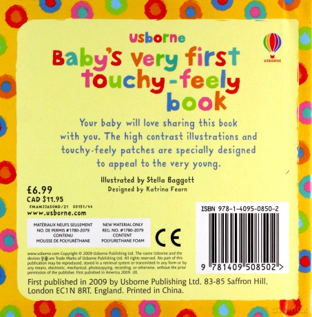 Baby's Very First Touchy-feely Book (Usborne Touchy Feely Books) (Baby's Very First Books) - Fiona Watt [KSIĄŻKA]