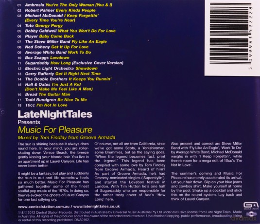 Late Night Tales Presents Music For Pleasure [CD]
