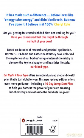 Eat Right 4 Your Type: Fully Revised with 10-day Jump-Start Plan - Dr Peter D'Adamo [KSIĄŻKA]