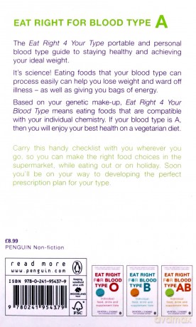 Eat Right for Blood Type A: Maximise your health with individual food, drink and supplement lists for your blood type - Peter J. D'Adamo [KSIĄŻKA]