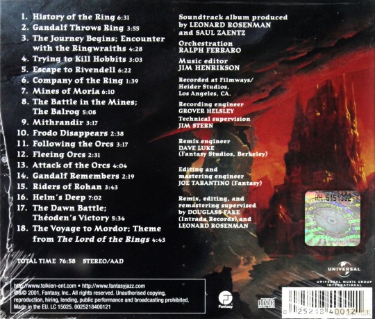 The Lord of the Rings soundtrack (Władca Pierścieni) (animowany) [CD]