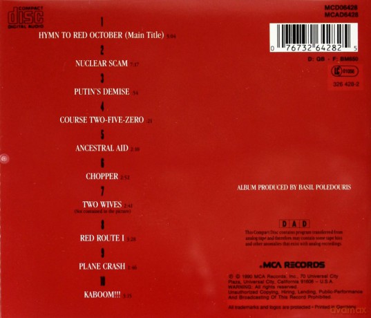 The Hunt For Red October soundtrack (Polowanie Na Czerwony Październik) [CD]