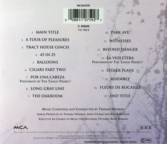 Scent Of A Woman soundtrack (Zapach kobiety) [CD]