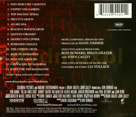 The Da Vinci Code soundtrack (Kod Leonarda Da Vinci) [CD]
